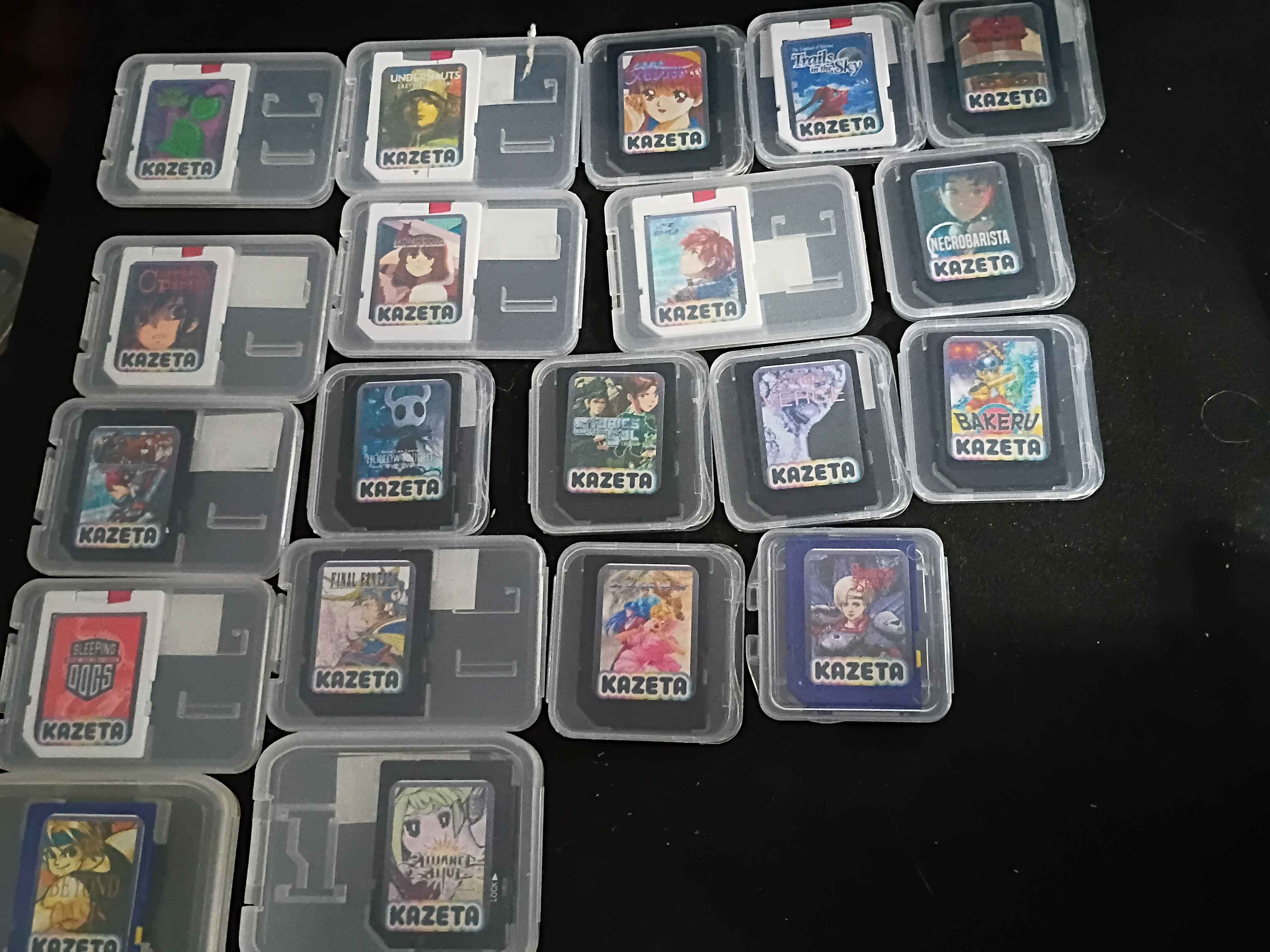SD card collection inside of small jewel cases