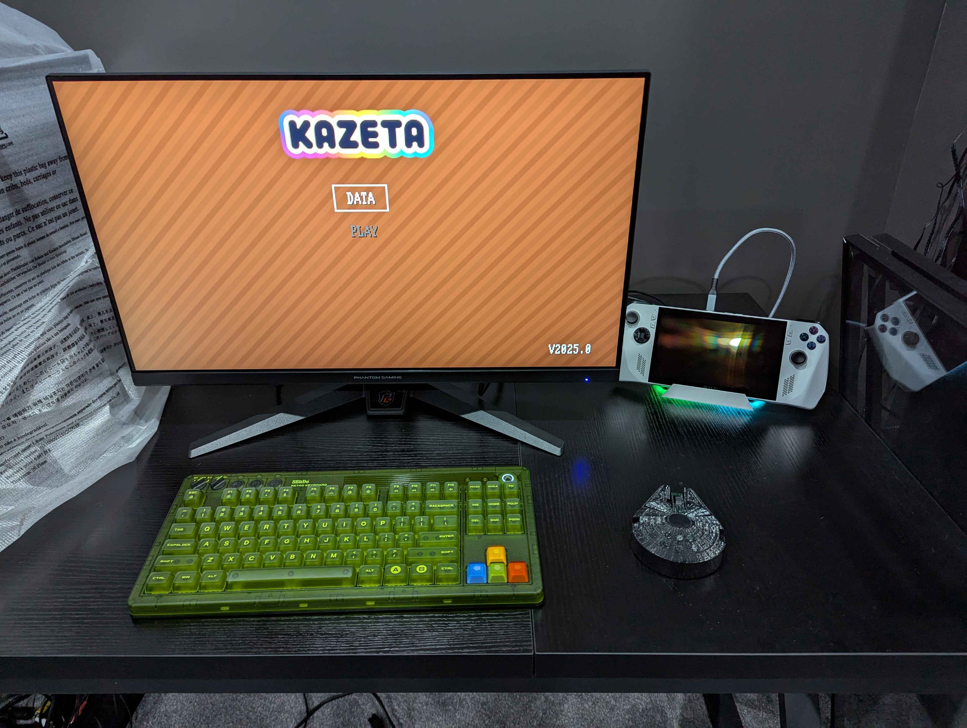 ASUS ROG Ally hooked up to external monitor with Xbox-style keyboard